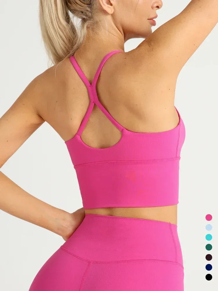 Yoga Cross Back Y Shape Sports Bra Women Solid Color Gym Fitness Yoga Jogging Workout Sports Sling Activewear Pilates Clothes