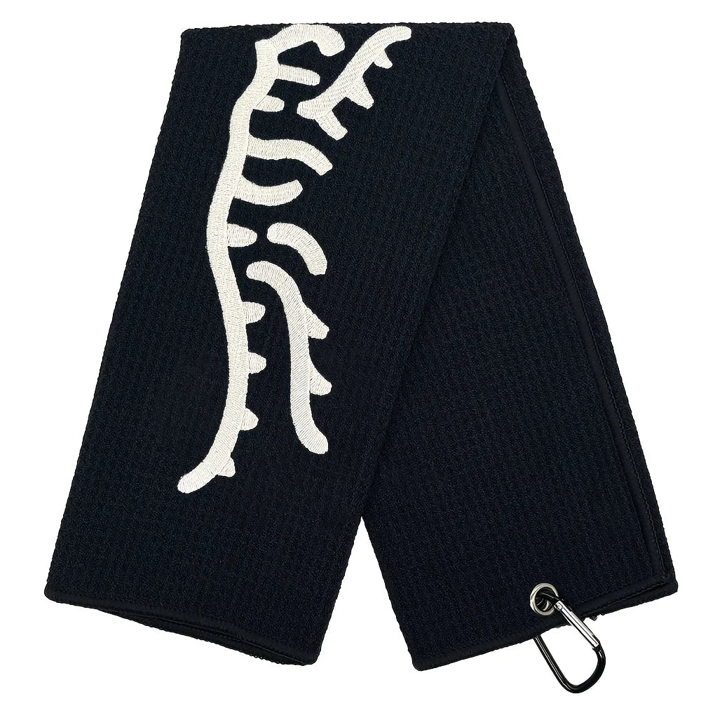 1pc Tiger Embroidered Golf Towel, Microfiber, Waffle Texture, Soft Material, with Carabiner, for Golf Bags and Accessories