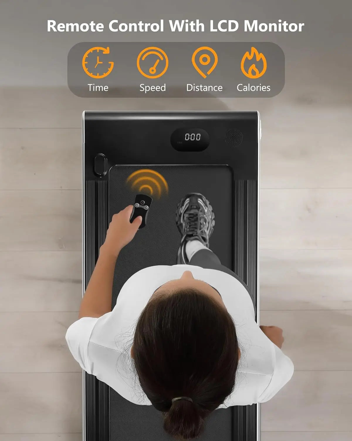 2.5 HP Walking Pad, [0.6-3.8 MPH] [256 LBS] Under Desk Treadmill, [Plug and Play] [Remote & LCD Display] Portable Treadmill