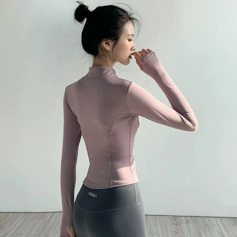 High elasticity tight yoga pants, V-neck yoga top, casual sports coat, slimming fitness outfit