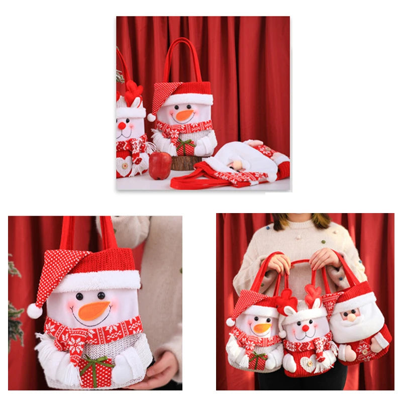 Hot Sale Christmas Gift Bag Christmas Eve Cartoon Candy Gift Bags Can Be Used for The Big Holiday Christmas Tote Bags
