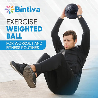 bintiva Non Bounce Slam Ball - Exercise Weighted Deadball for Workout and Fitness Routines - Medicine Dead Weight Ball