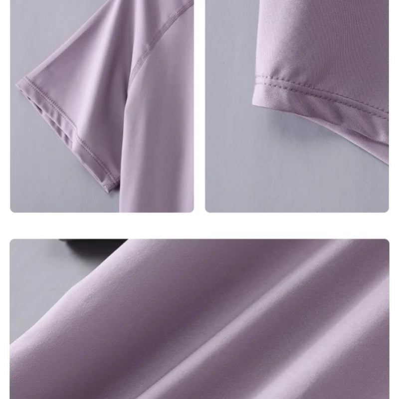 DRUR Yoga Tops Sportswear Woman Gym Shirts Breathable Quick Dry Short Sleeve Workout T Shirt Jogger Running T Shirt Yogawear New