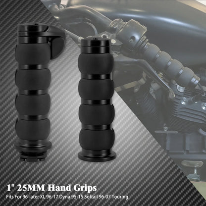 Motorcycle Hand Grips 1" 25mm Handlebar Handle Bar Universal For Harley Sportster XL1200 Touring Street Glide FLHR Dyna FXDL FLS