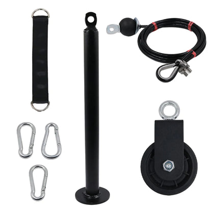 Home Gym Exercise Pulley System Equipment with Tricep Rope Carabiner Fitness LAT Lift Pulley System for Home Gym Weight Fitness