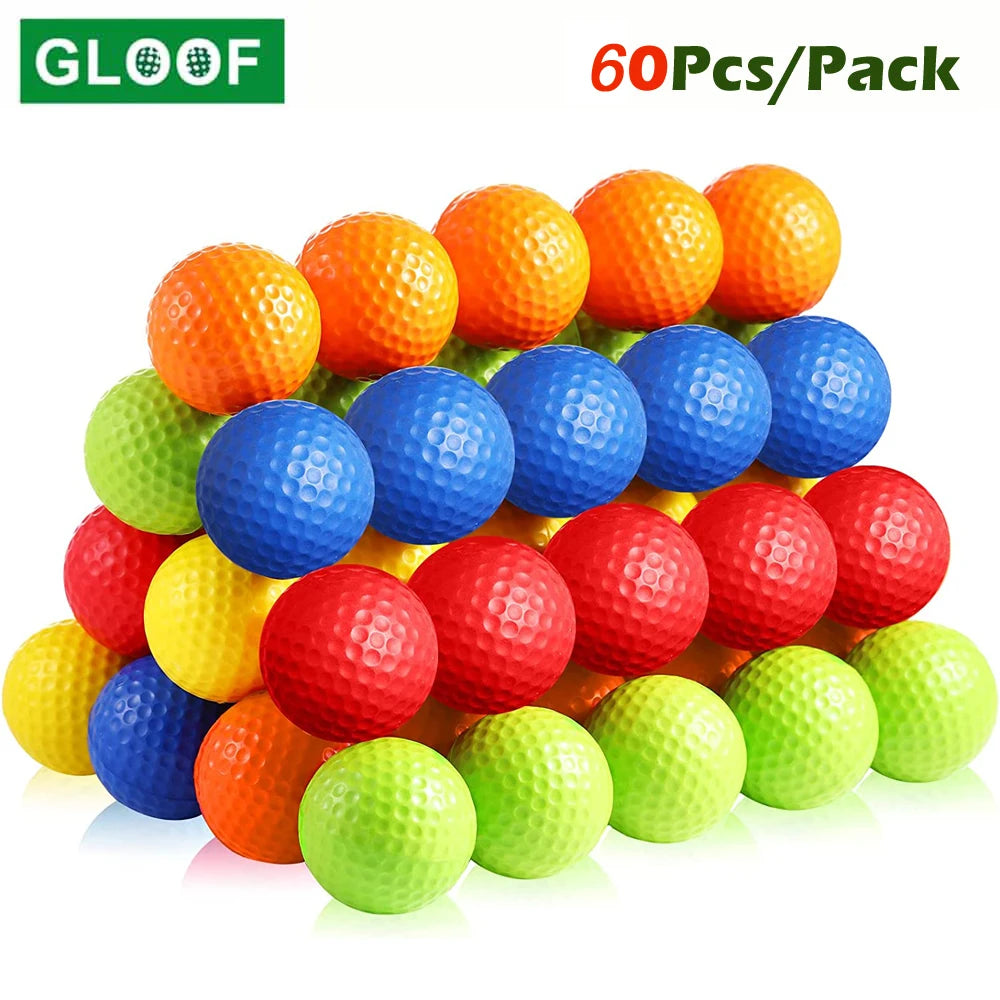 60Pcs/Pack PE Plastic Golf Practice Balls Realistic Feel Flight Training Balls for Indoor or Outdoor Backyard, random Color