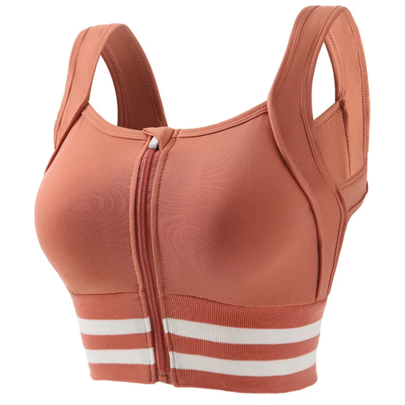 Sports Bras Zip Front For Women With Full Coverage Removable Padded Shockproof Yoga Underwear Workout Bra Running Fitness Vest