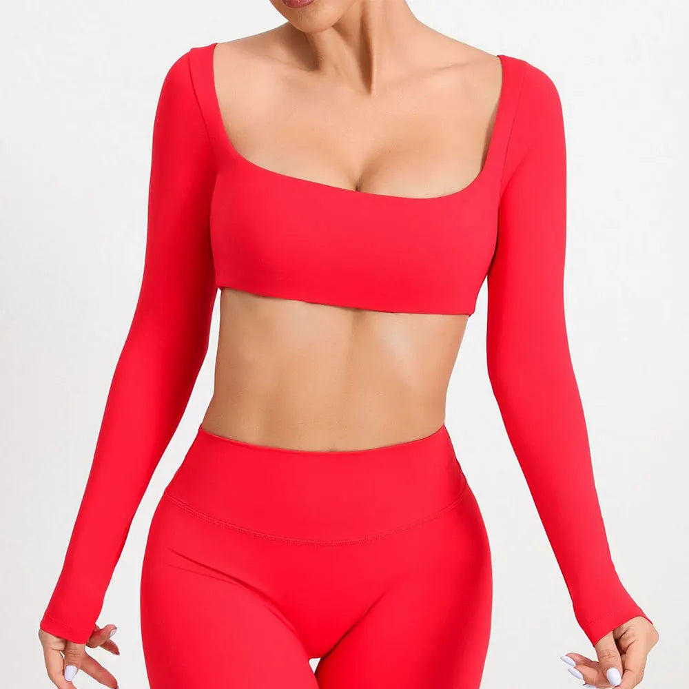 Sexy Naked Feeling Long Sleeve Yoga Clothing Stretch Female Outdoor Running Quick Dry Sportswear Women Training Tight Yoga Suit
