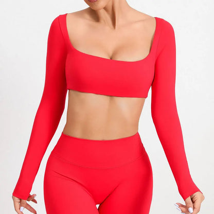 Sexy Naked Feeling Long Sleeve Yoga Clothing Stretch Female Outdoor Running Quick Dry Sportswear Women Training Tight Yoga Suit