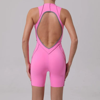 Yoga Jumpsuits Sports Fitness Sets Hip-lifting Open Back Hollow-out Splicing One-piece Workout Clothes Gym Sexy Suits for Women