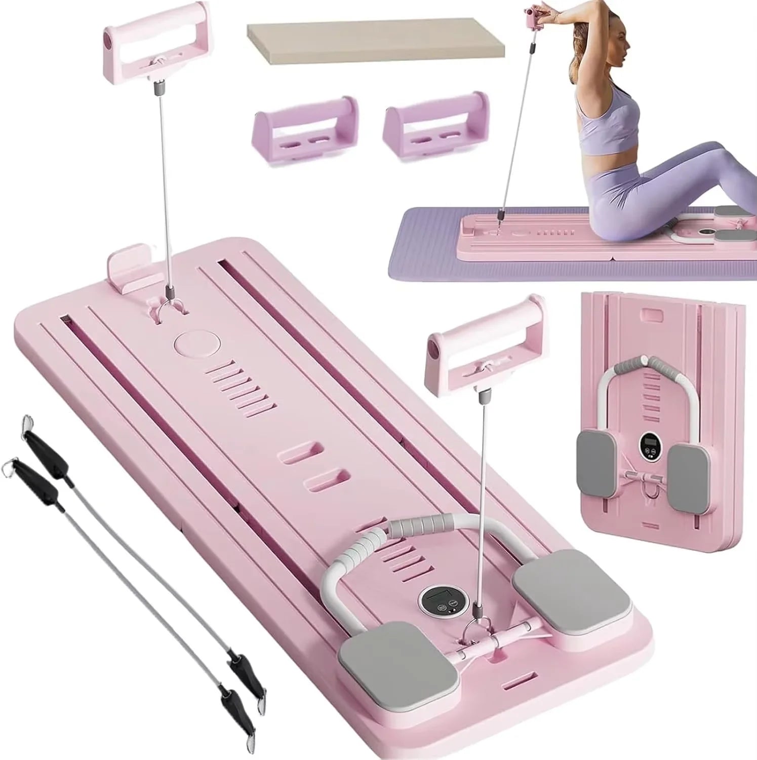 Multifunctional Abdominal Board Resistance Bands Hand Grips Fitness Plate Automatic Rebound Push Ups Stands Pilates Exercise