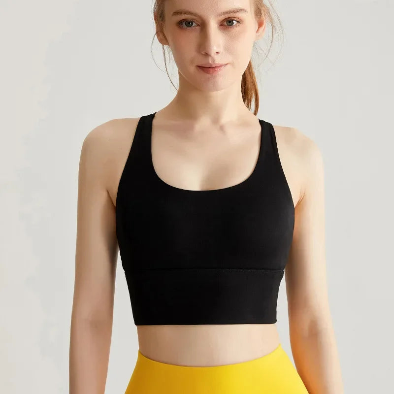 Sports Bra Women Summer Shock-absorbing Gathering Double Breast Strap Yoga Vest Quick Drying Anti Sagging Shaping Fitness Bra