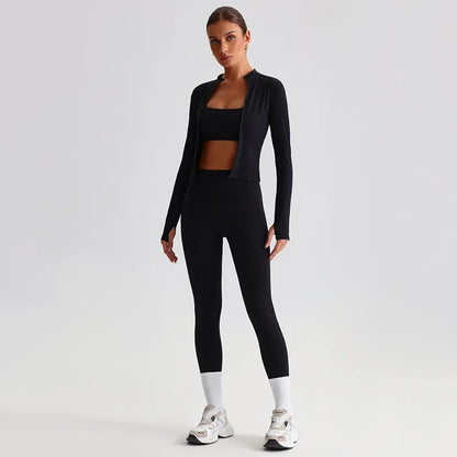 Yoga Jacket and Pants Set for Women Fitness Pilates Gym Wear Push Up Workout Activewear Outfit