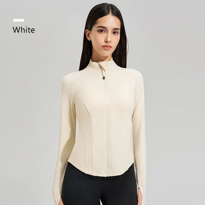 Exercise jacket yoga fitness clothing long-sleeved women four seasons running fast dry tight tops gym yoga jacket