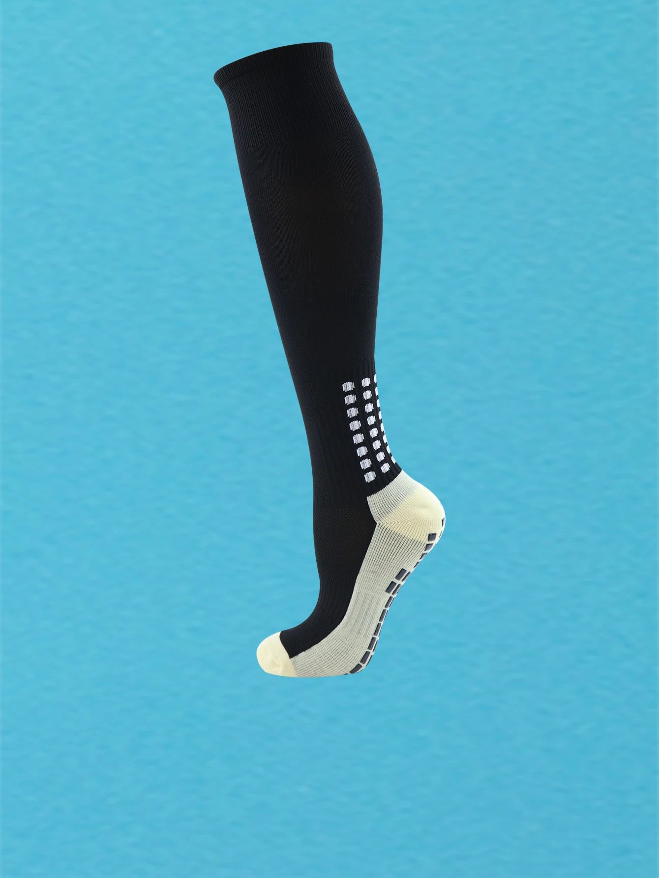 1 Pair Men's Soccer Socks with Grip, Non Slip Anti Slip Athletic Socks with Cushion Pads for Football/Basketball/Hockey