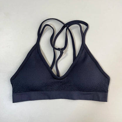 Ignite Cross Back Sports Bra Women Padded Yoga Bras Halter Fitness Gym Crop Top Running Impact Seamless Bra Workout Yoga Top