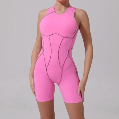 Yoga Jumpsuits Sports Fitness Sets Hip-lifting Open Back Hollow-out Splicing One-piece Workout Clothes Gym Sexy Suits for Women