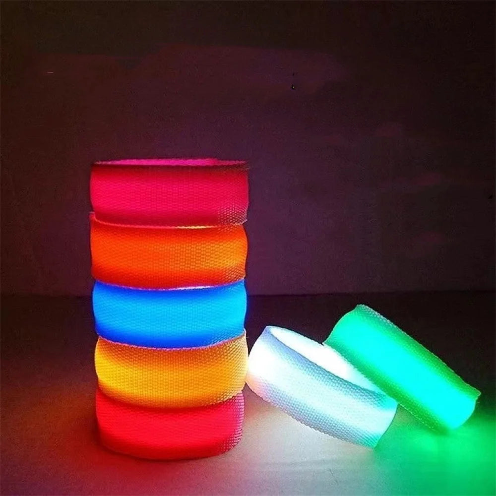 LED Reflective Bracelet Nylon Adjustable Armband Luminous Night Running Climbing Strap Outdoor Sports Safety Bright Band