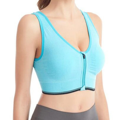 Running Fitness Sports Bra Front Zipper Women's Underwear Shockproof without Underwire Bralette Breathable Seamless Brassiere