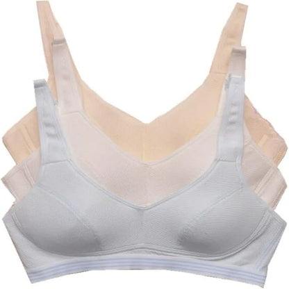 Teen Girls Sport Bras with Adjustable Strap Wire Free A Cup Training Bras for Big Girls 3 Pack