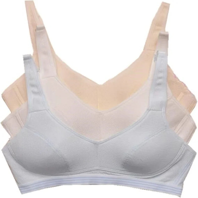Teen Girls Sport Bras with Adjustable Strap Wire Free A Cup Training Bras for Big Girls 3 Pack