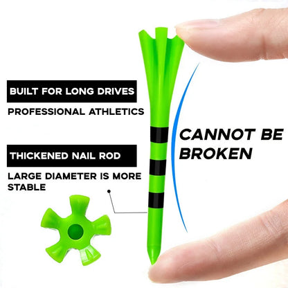 Professional 50 Pack Plastic Golf Tees  3-1/4"(83mm)  4-Prongs Head Design to Reduce Friction & Side Spin