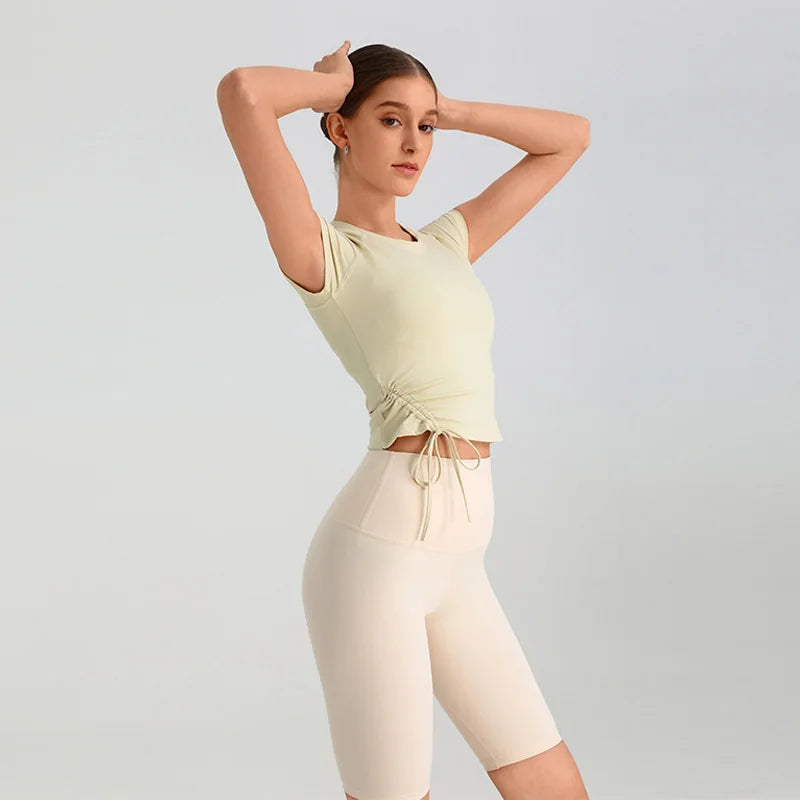 Women Yoga Clothes Slim Yoga T-shirt Breathable Comfort Fitness Crop Top Professional Running Fitness Pilates Training Clothes