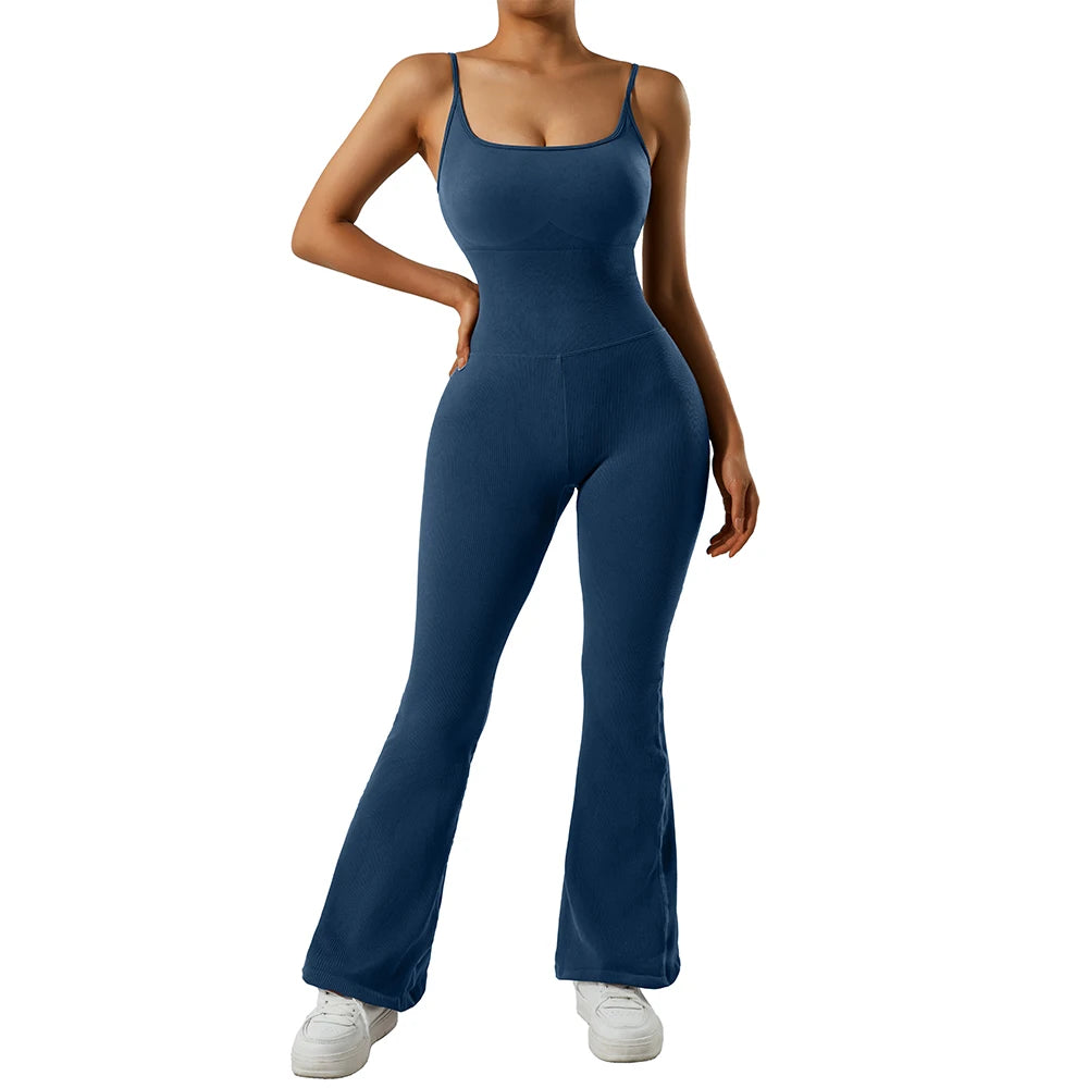 Jumpsuits Women Summer Sleeveless Yoga Clothing Solid Bodycon Rompers Backless Fashion Casual Streetwear Sporty Overall Women