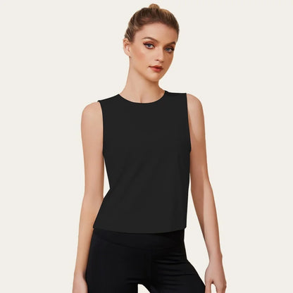 Women Sleeveless Yoga Tops Mesh Quick Dry Breathable Blouse Cover Up Gym Workout Cool T-Shirt Running Short Tank Crop Top