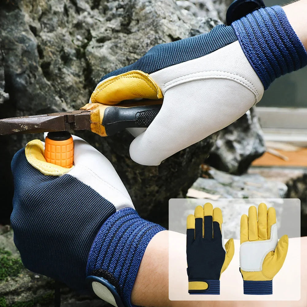 Sports Safety Protection Glove Leather Men's Driving Grinding Welding Gloves Light-Duty Mechanic Gloves Imitation Sheepskin