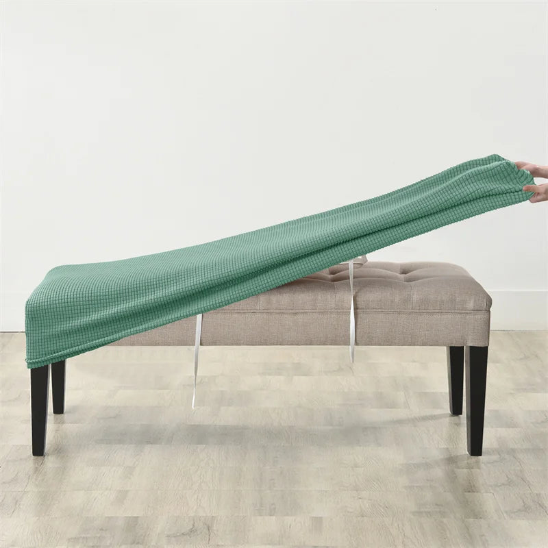 Stretch Dining Bench Covers Polar Fleece Long Bench Covers Anti-Dust Piano Stool Cover Removable Seat Protector Home Decor