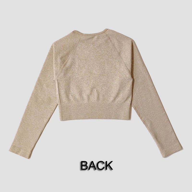 Yoga Sports Crop Top Long Sleeve Gym Women's Seamless T-shirt Fitness Woman Sport T-shirt Workout Tops For Women's Sportswear