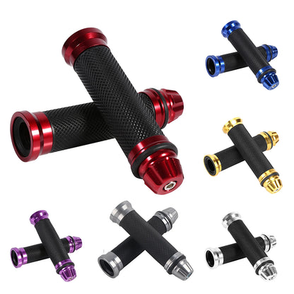 Handlebar Grips Motorcycle CNC Aluminum Rubber Handlebar Hand Grips for 7/8" Handle Bar Bike Bicycle Motorcycle Handlebar Grips
