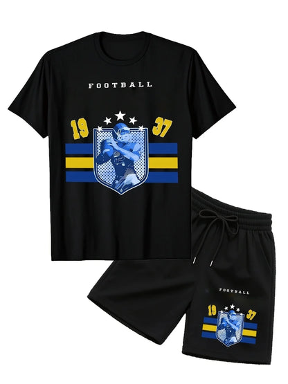 Soccer Team Men's Short Sleeve Shorts Two-piece Lightweight Team Graphic Printed Quick-Drying Breathable Soccer Sportswear