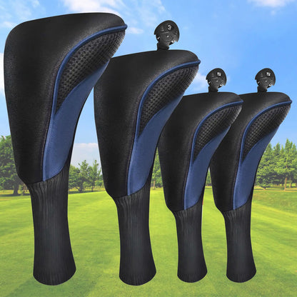 Golf Club Head Covers for Woods Driver Fairway Hybrid Value 4 Pack, Long Headcover Interchangeable Accessories