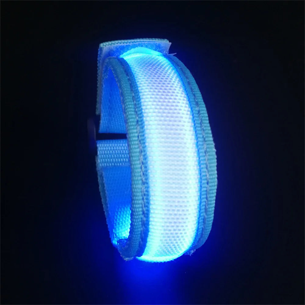 LED Reflective Bracelet Nylon Adjustable Armband Luminous Night Running Climbing Strap Outdoor Sports Safety Bright Band