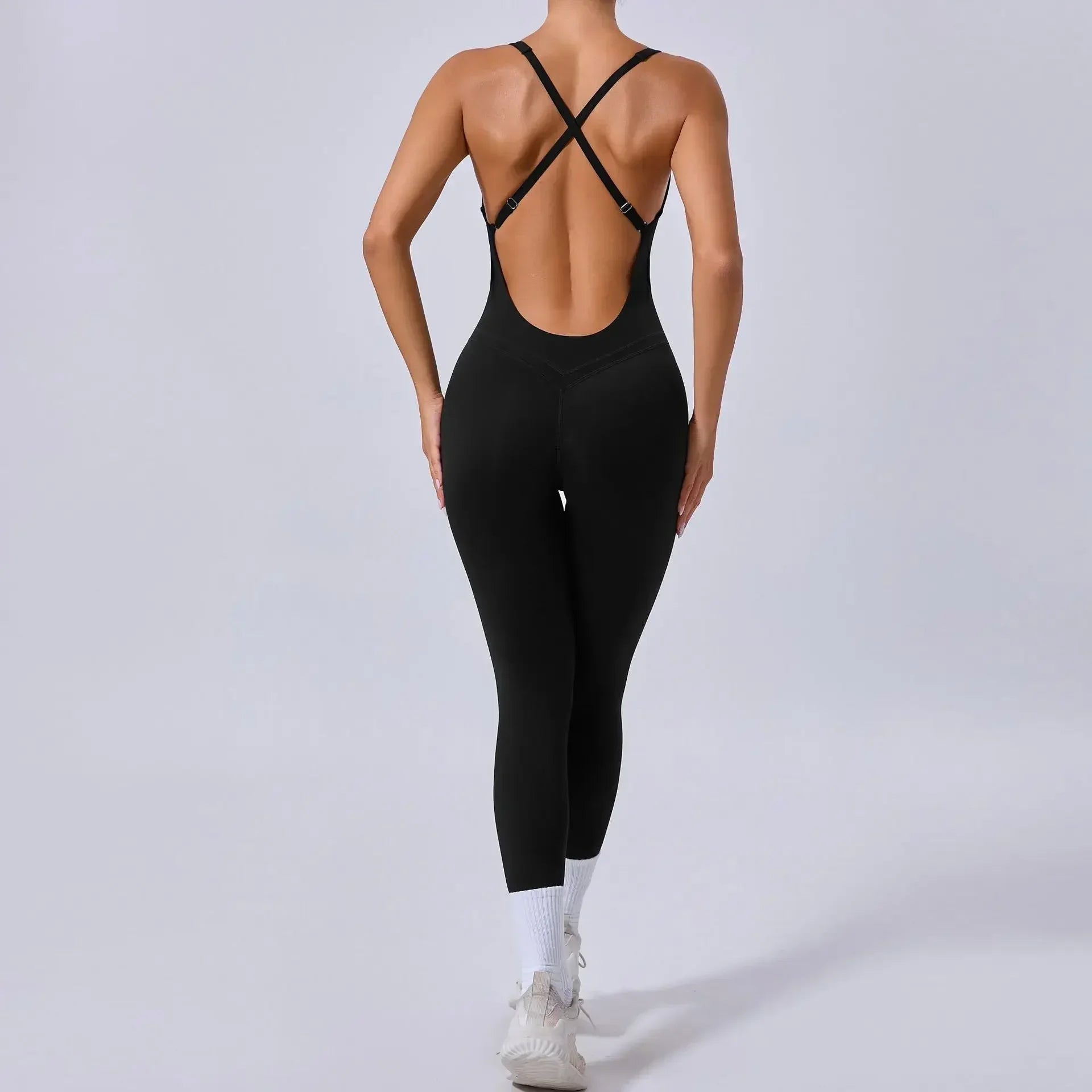 Seamless Yoga Jumpsuits Sports Fitness Hip Raise Cross Back Adjustable Shoulder Strap One-piece Workout Gym Tracksuits for Women