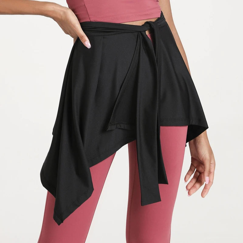 Yoga Base Layer Skirt Hip Cover Tie Up Skirts For Women  Running Wrap Skirts Sports Fitness Dance Short Skirt