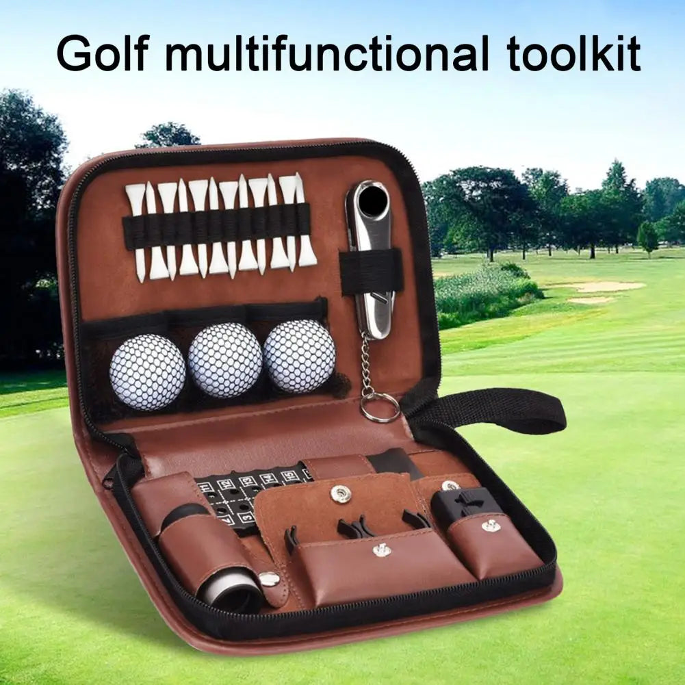 Golf Accessories Bag Faux Leather Storage Case Golf Balls Tees Divot Tool Rangefinder Scorer Waterproof Mini Telescope Golf Bags