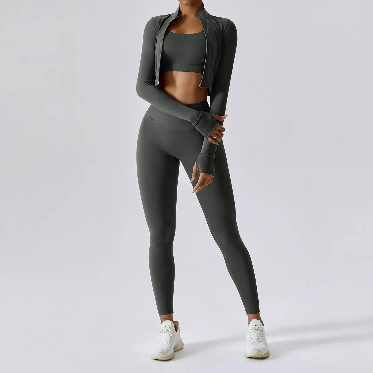 Womens Yoga Outfit Three Pieces Suits Vest Set Exercise Close-Fitting Fitness Wear Running Elastic Workout Tracksuit