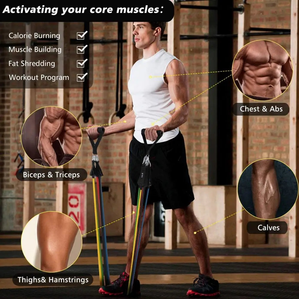 Elastic Rubber Resistance Bands, Expander for Bodybuilding, Home Gym Equipment, Weight Training, Fitness, 11Pcs