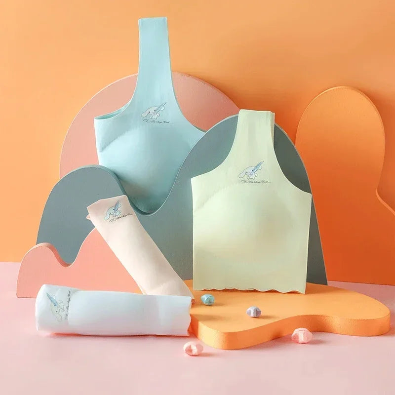 Girls Bra Breathable Sports Training Bras Teenagers  Seamless Underwear Solid Color Crop Tops  Big Children's Tank Top