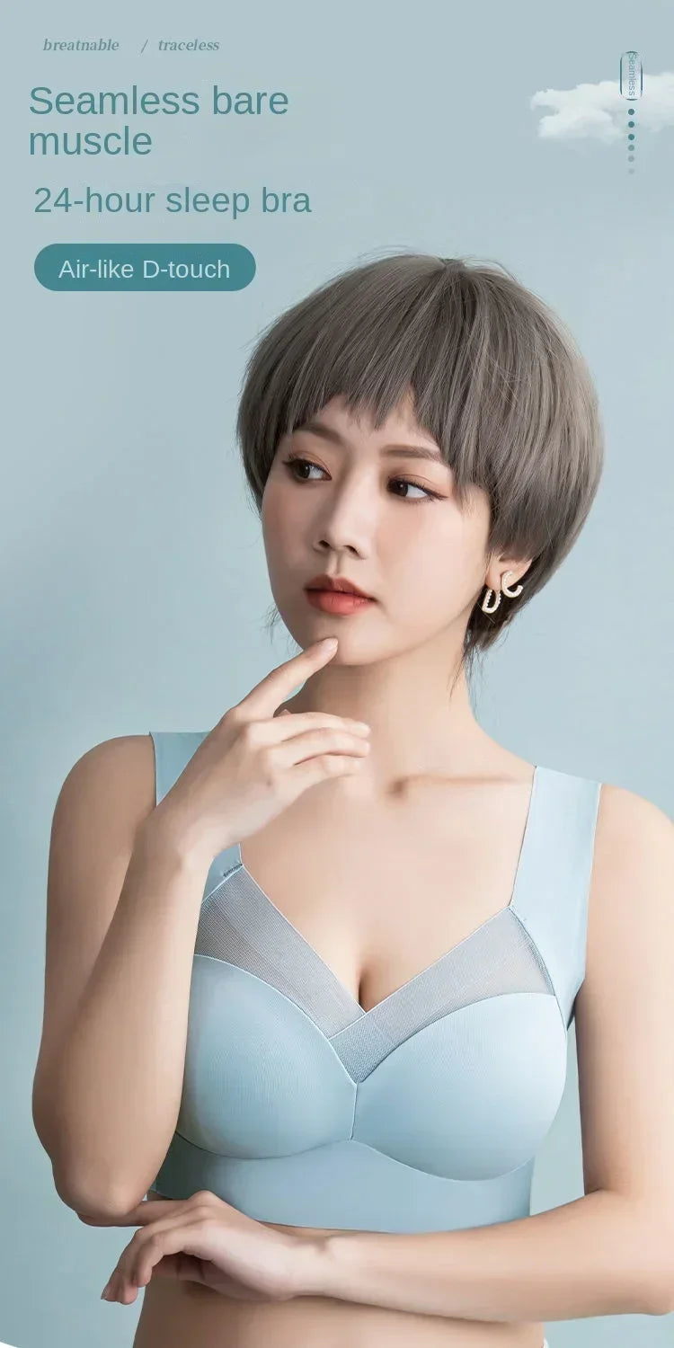 Women Lace Sport Bras Plus Size Seamless Bra Bralette Backless Lady Brassiere Vest Female Gathers Shock-Proof Wireless Top L-3XL