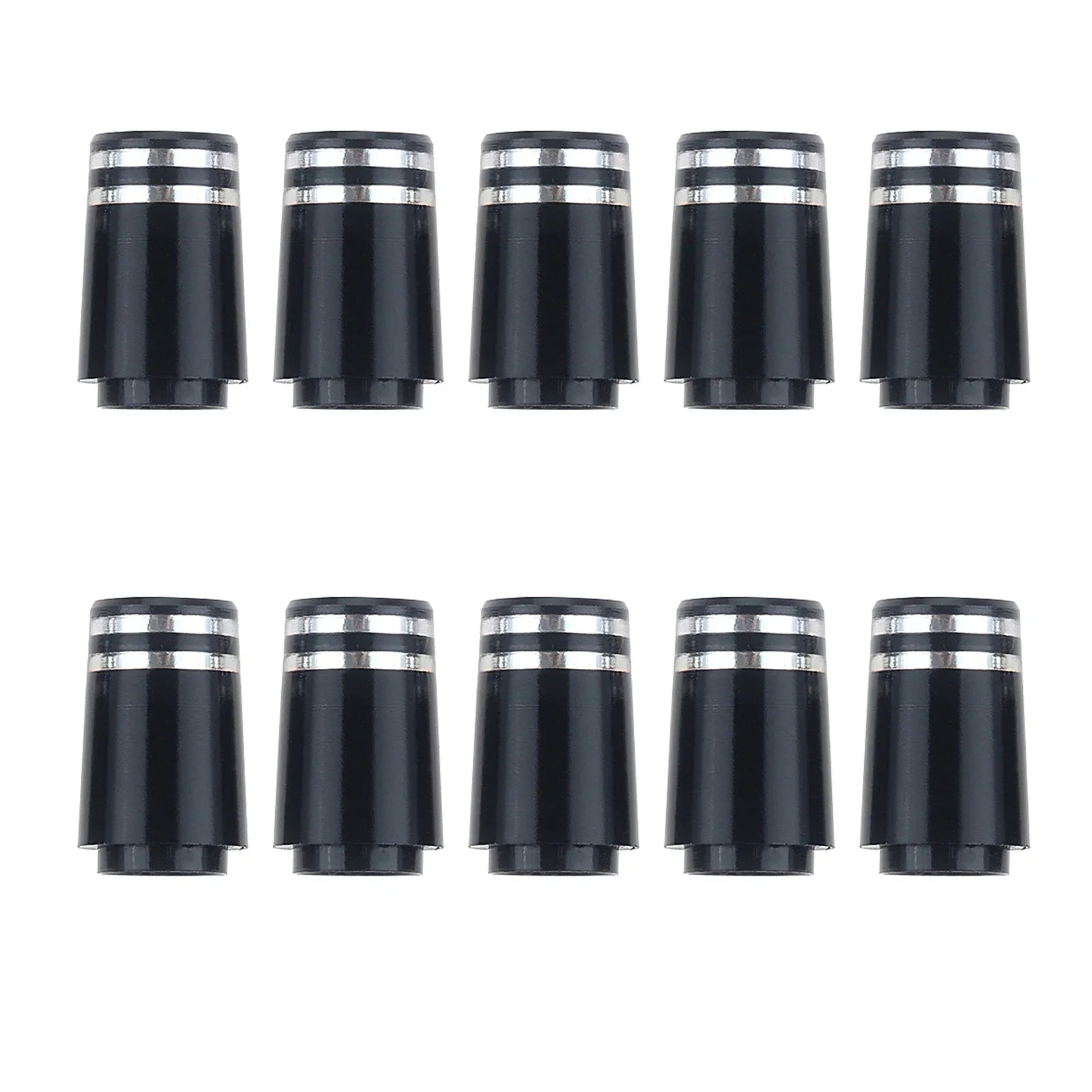 10Pcs Plastic Golf Club Ferrules Sleeve with Two Silver Ring Tips Size 0.370 for Irons Club Shafts Accessories 9.4x22.04x13.6mm