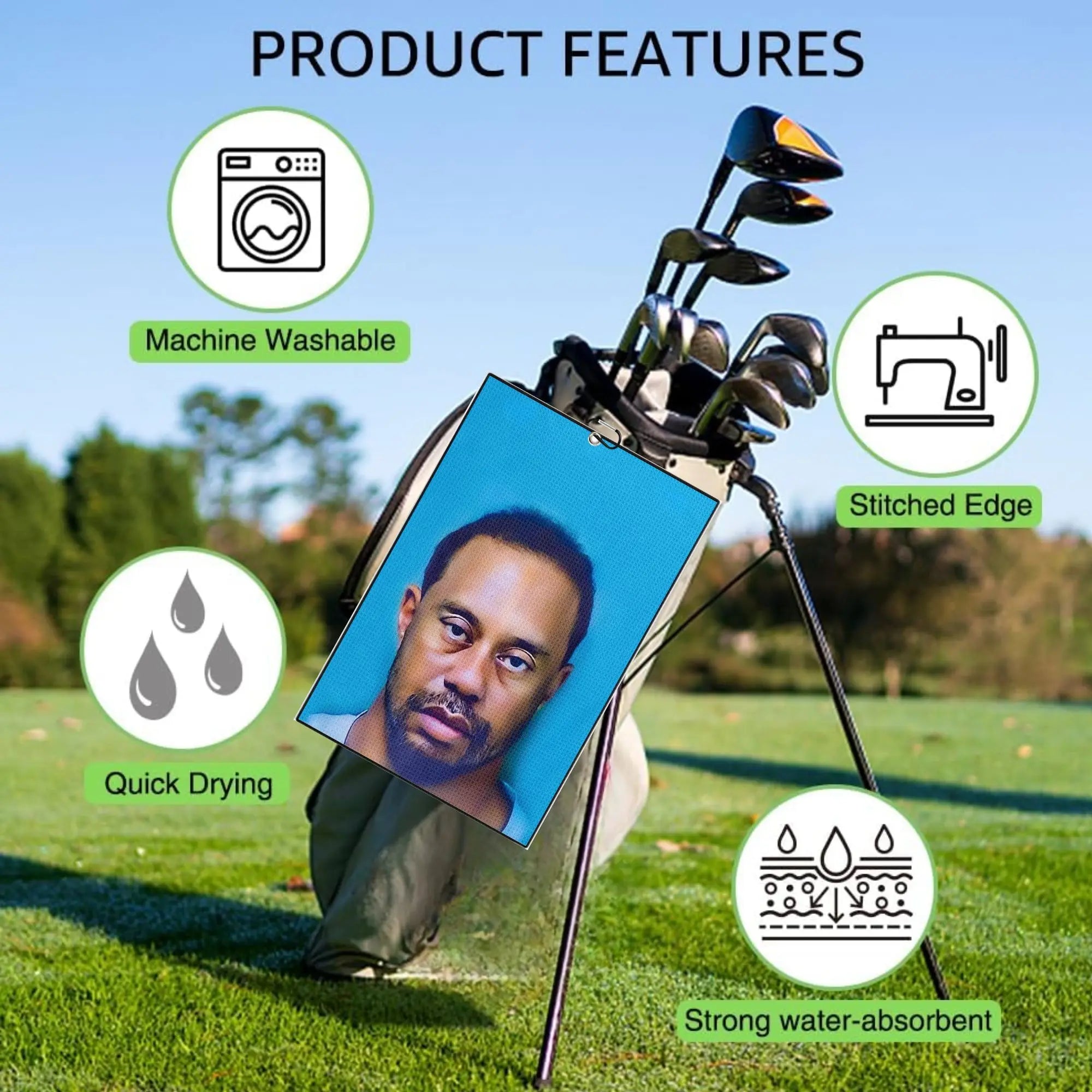 2 count Funny Microfiber Premium Golf Towels, Printed Golf Towels for Golf Bags for Men&Women, Great Golf Accessories