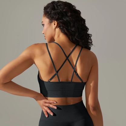 Women Sports Bra Sexy Yoga Bra Fitness Top for Gym Cross Straps Camisole Bra Seamless Workout Running Women Bra Yoga Clothing
