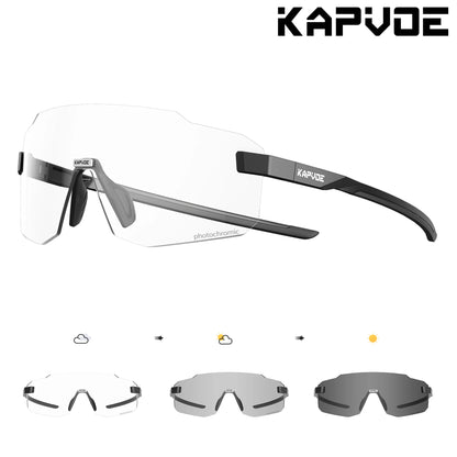 Kapvoe Photochromic Cycling Glasses UV400 Running Sunglasses Lightweight Bicycle MTB Bike Eyewear Sports Safety Goggles