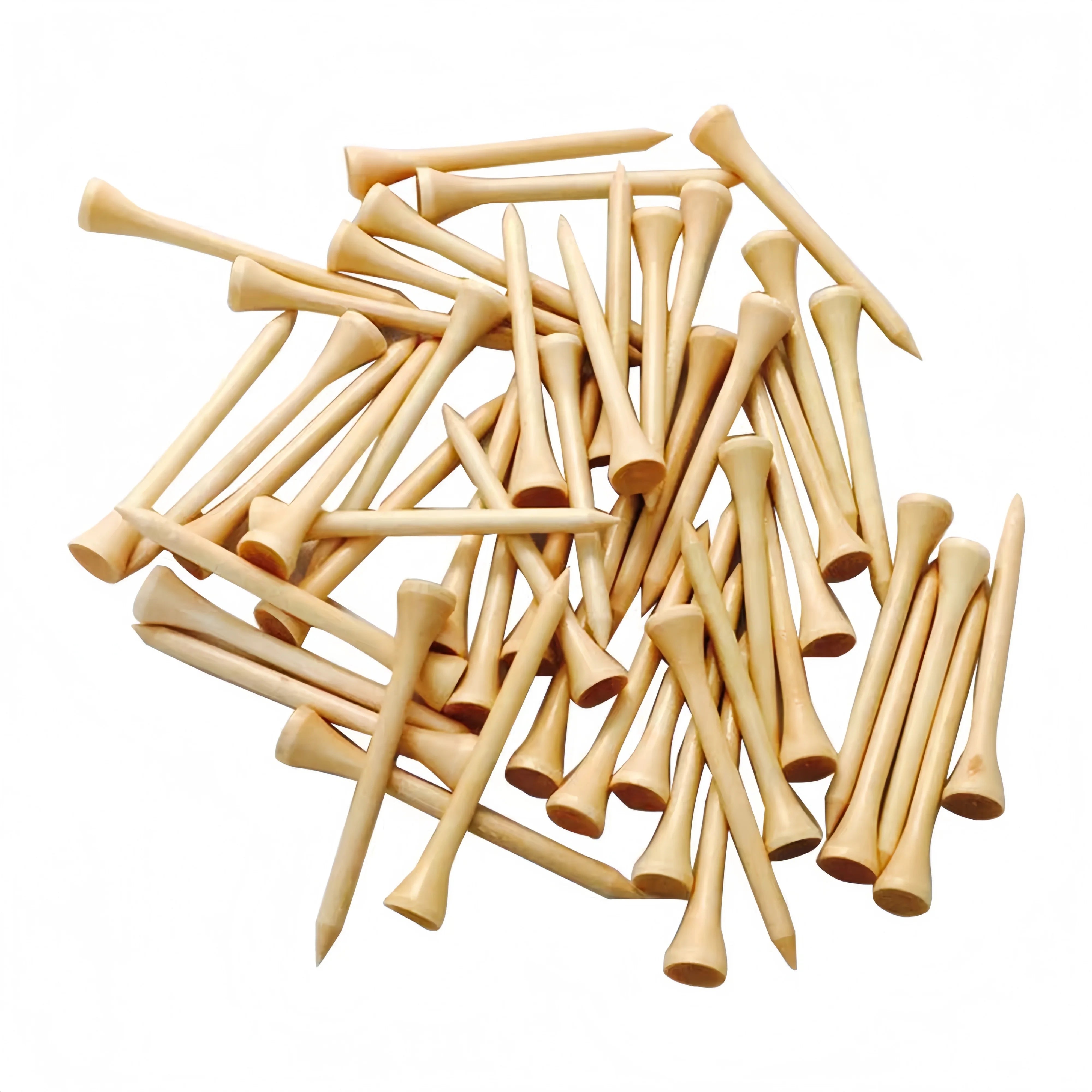 Natural Wooden Golf Tees Multi Size (42mm/54mm/70mm/83mm) with Ball Seat 50Piece Durable  Accessories Set for Course Practic