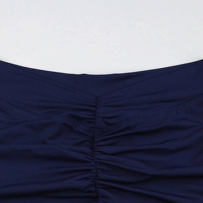 Darlingaga Casual Solid Ruched Skinny Summer Shorts Women Sportswear Gym Basic Short Pants Folds Yoga Clothing Streetwear Bottom