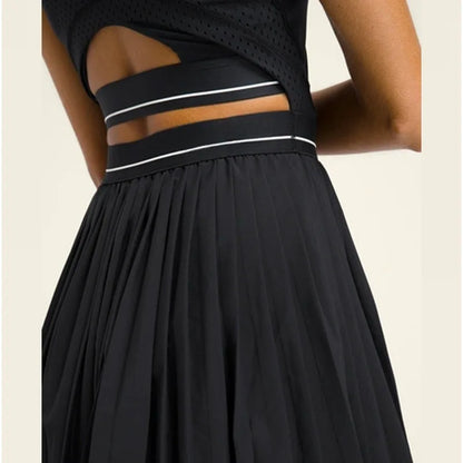 European and American Casual Sports Fitness Yoga Suit Sleeveless Back Hollow Black Tennis Dress